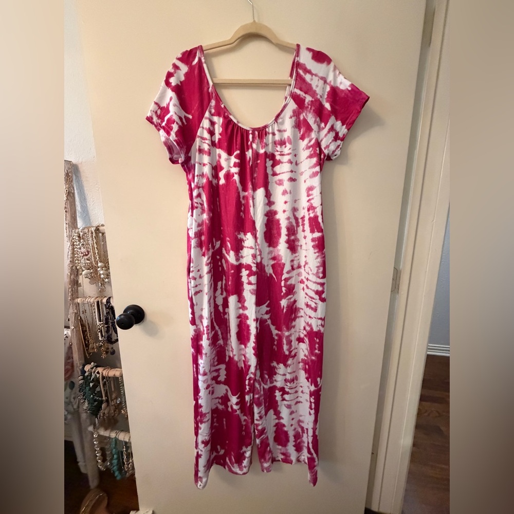 Pink Tie-Dye Jumpsuit